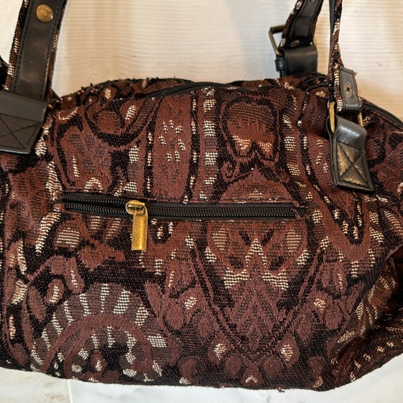 Unbranded Brown & Black Bohemian Beaded Tote Bag with Double Shoulder Staps - Picture 5 of 15